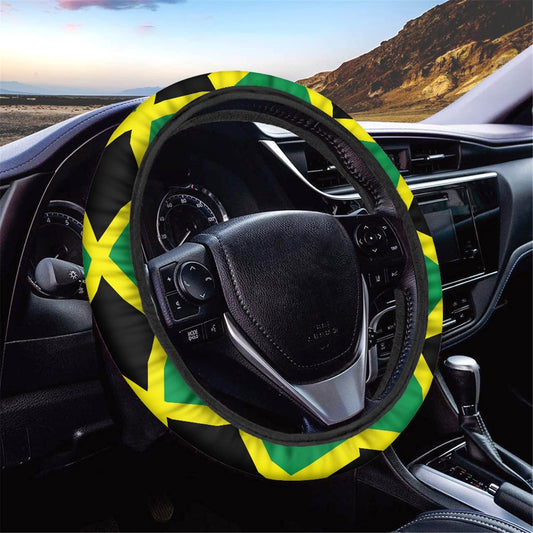 HUGS IDEA Jamaica Flag Automotive Steering Wheel Covers Non Slip Neoprene Steering Wheel Protector Universal Fit Most Vechicles SUV Sedan Vans HUGS IDEA