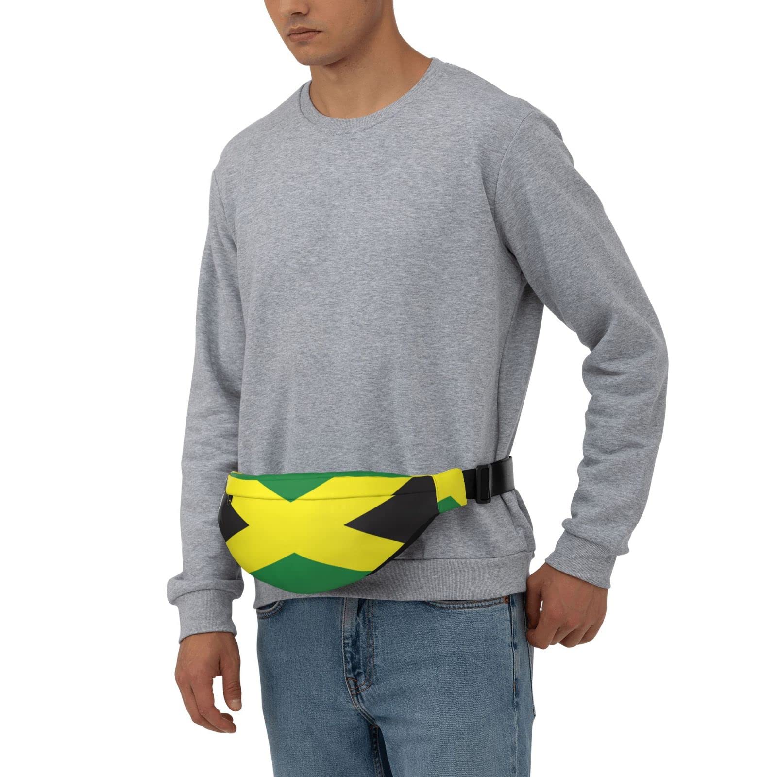 ROBNIK Jamaican Flag Pattern Fanny Pack for Women Man, Adjustable Casual Waist Belt Bag Crossbody for Sports Travel Hiking Running Jogging ROBNIK