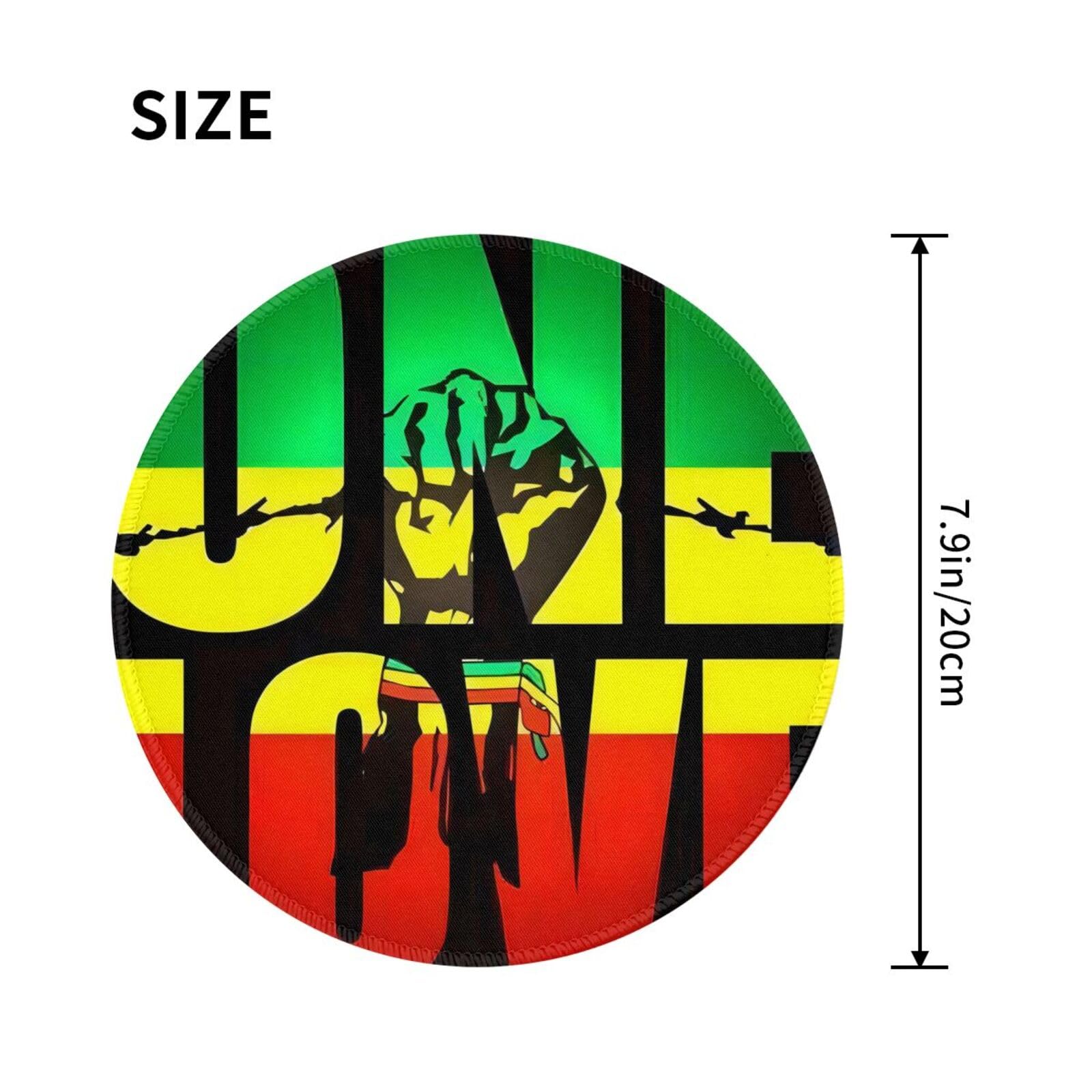 Rasta Jamaican Reggae One Love Mouse Pad Non Slip Rubber Base Mouse Mat Personalized Design Round Gaming Mouse Pad 8 in Imaging876