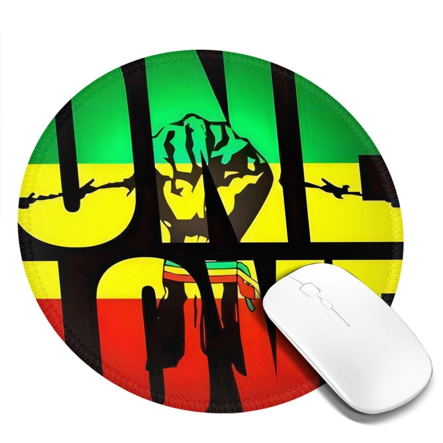 Rasta Jamaican Reggae One Love Mouse Pad Non Slip Rubber Base Mouse Mat Personalized Design Round Gaming Mouse Pad 8 in Imaging876