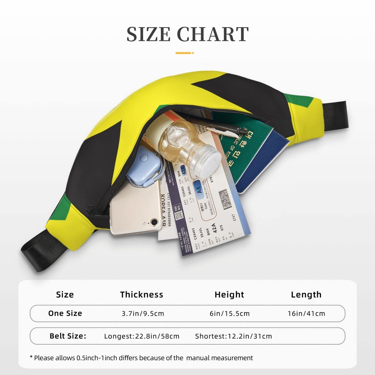 ROBNIK Jamaican Flag Pattern Fanny Pack for Women Man, Adjustable Casual Waist Belt Bag Crossbody for Sports Travel Hiking Running Jogging ROBNIK