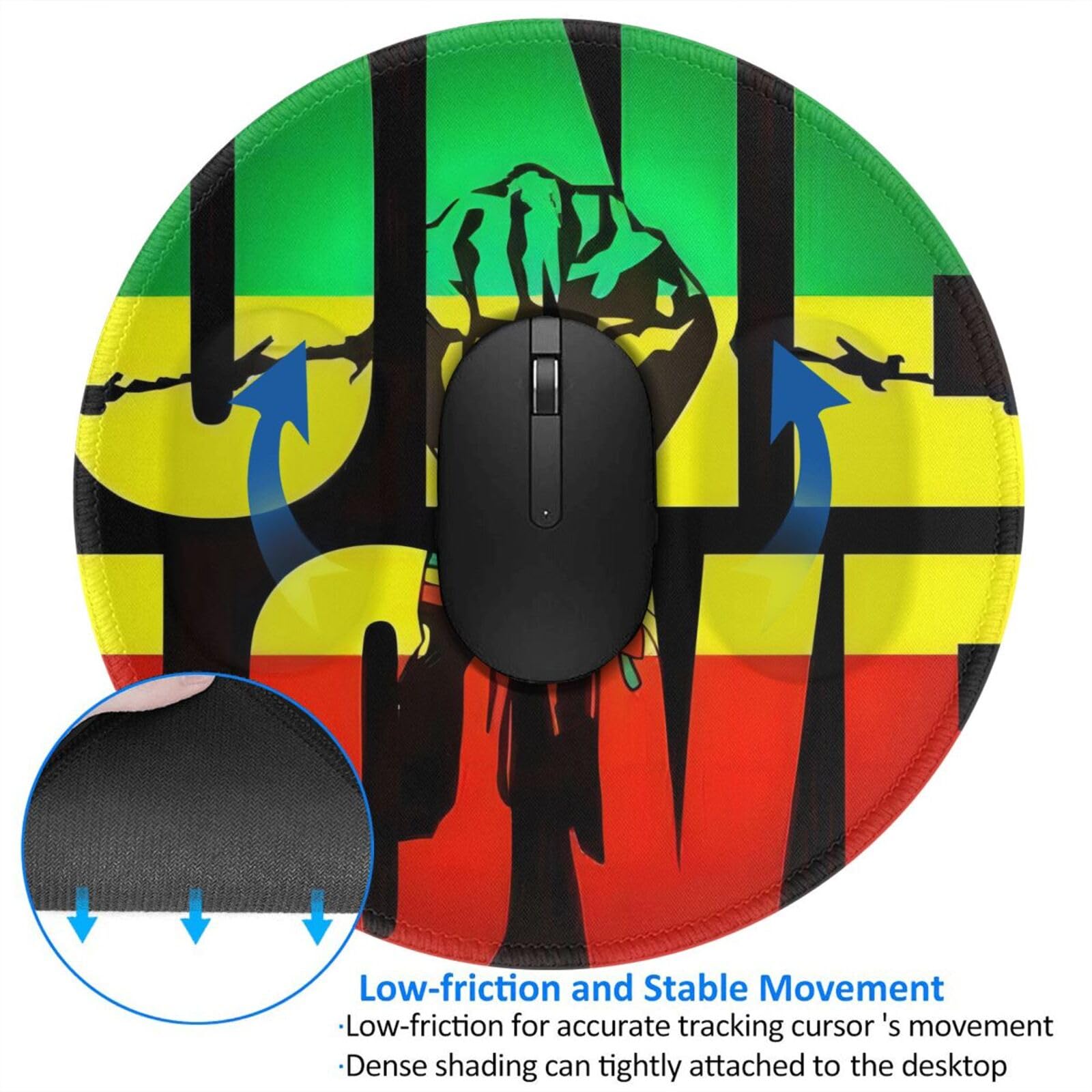 Rasta Jamaican Reggae One Love Mouse Pad Non Slip Rubber Base Mouse Mat Personalized Design Round Gaming Mouse Pad 8 in Imaging876