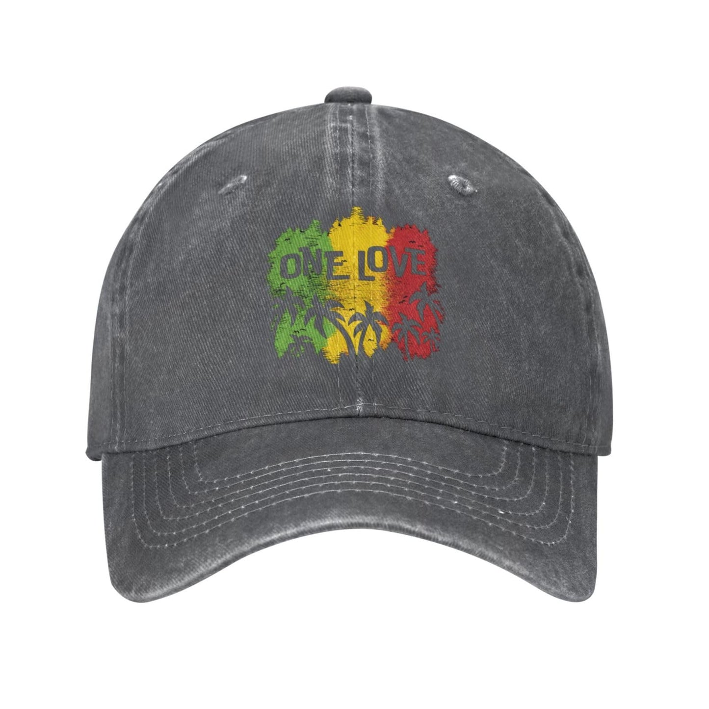 VTHXLOI One Love Jamaican Rasta Reggae Denim Hat Baseball Cap Adjustable Caps Dad Hat Deep Heather VTHXLOI