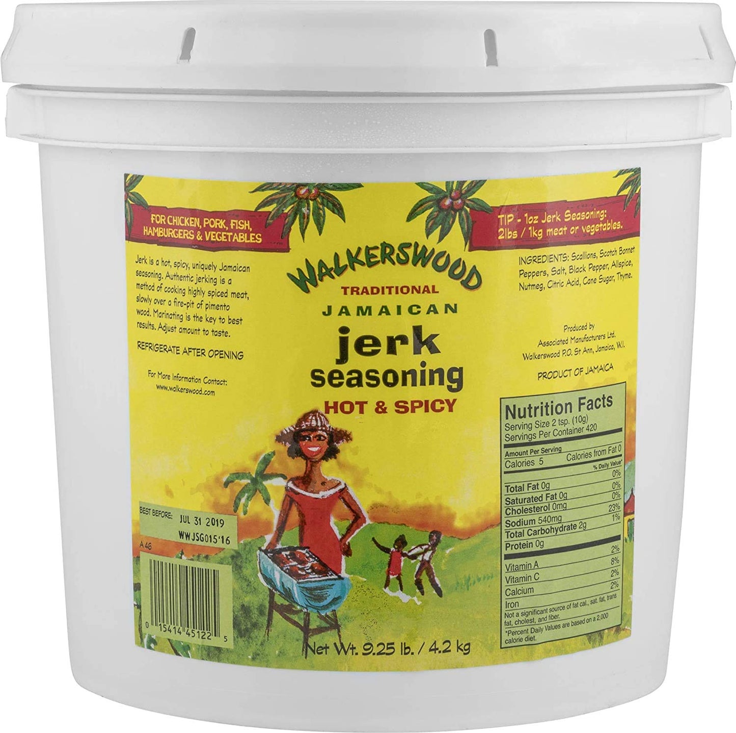 Walkerswood Traditional Jamaican Jerk Seasoning, Hot and Spicy, 128 Fl Oz WALKERSWOOD