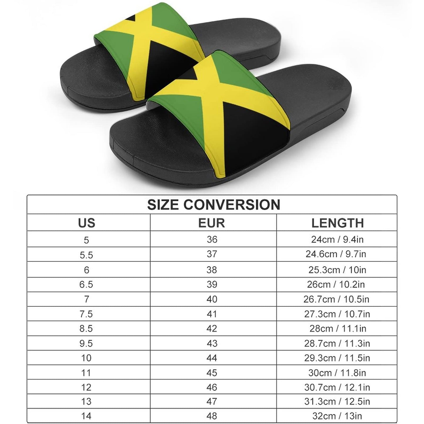 Slippers for Women and Men Jamaican Flag Bedroom Shower Comfortable and Lightweight Sandals Indoor Outdoor Summer Slippers Black-Style-3 45（300mm） TAIZIYEAH