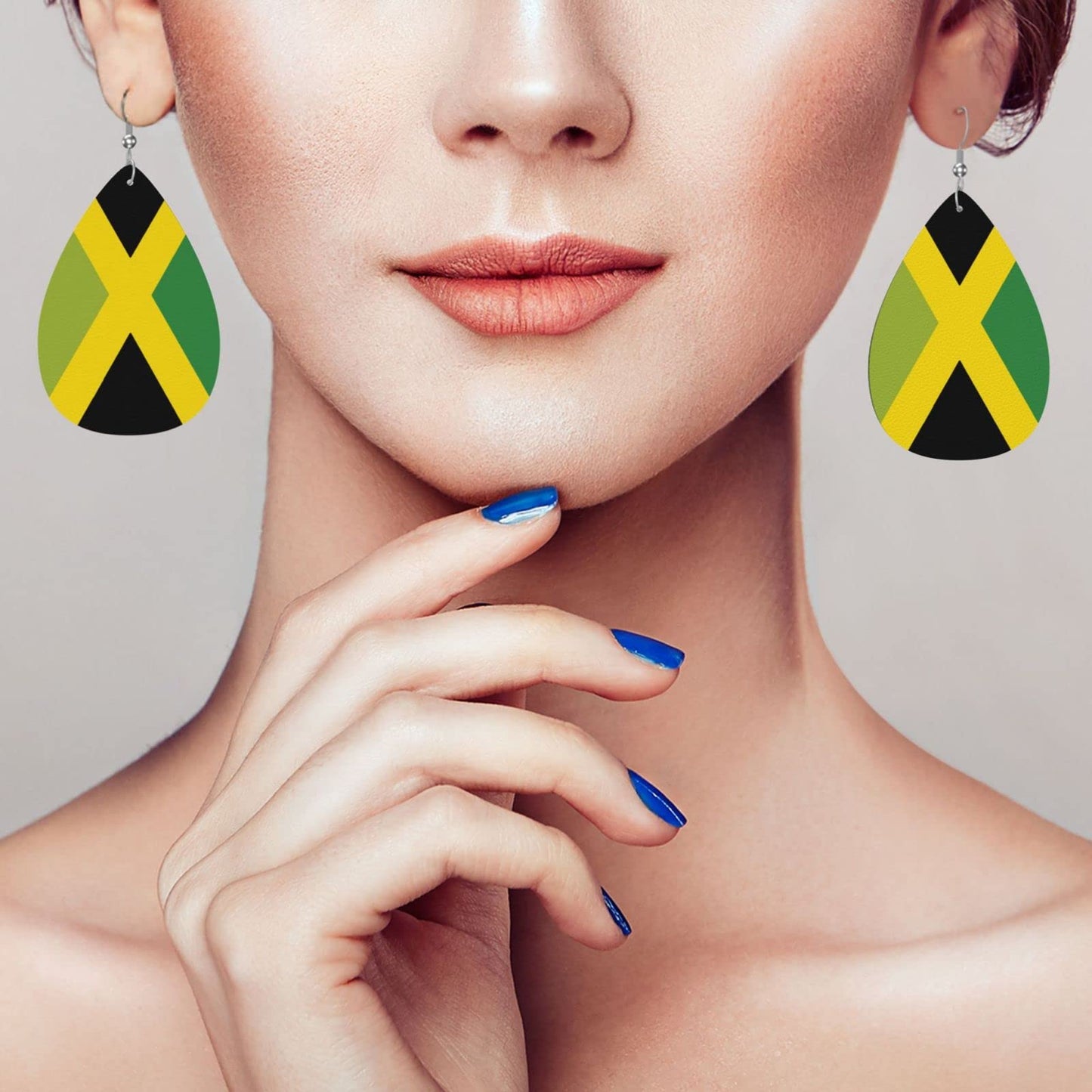 Jamaica Flag Faux Leather Earrings For Women Lightweight Teardrop Dangle Earrings Gift DUIYWFH