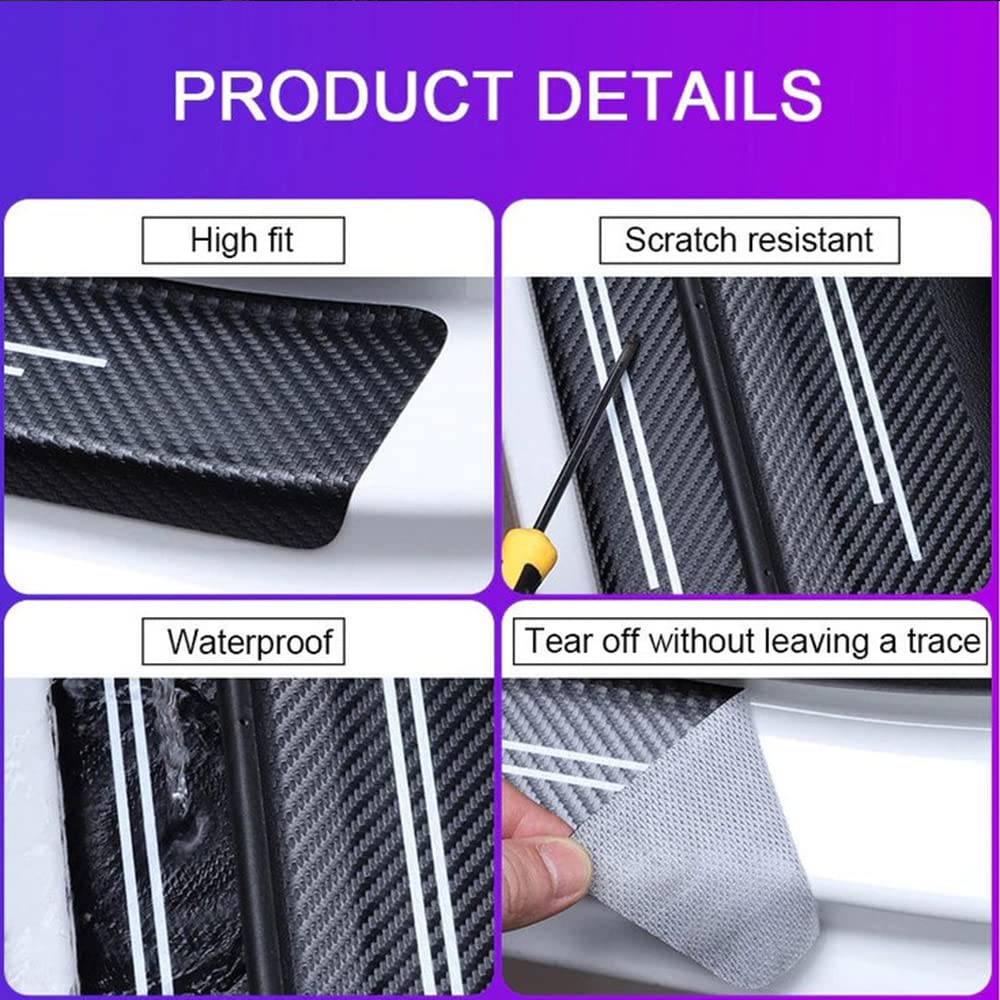 FLAGSP 4pcs Jamaica Jamaican Flag Carbon Fiber Car Door Front/Rear Sill Plate Protectors, Sticker Decorative Door Entry MKTx4 Carbon Fiber door sill protector FLAGSP