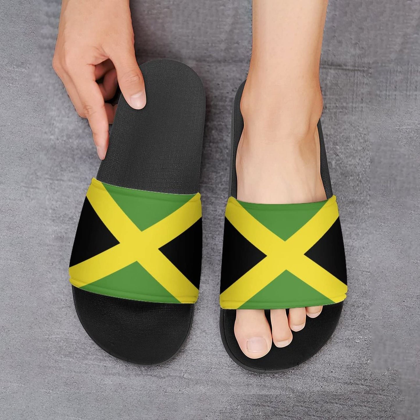 Slippers for Women and Men Jamaican Flag Bedroom Shower Comfortable and Lightweight Sandals Indoor Outdoor Summer Slippers Black-Style-3 45（300mm） TAIZIYEAH