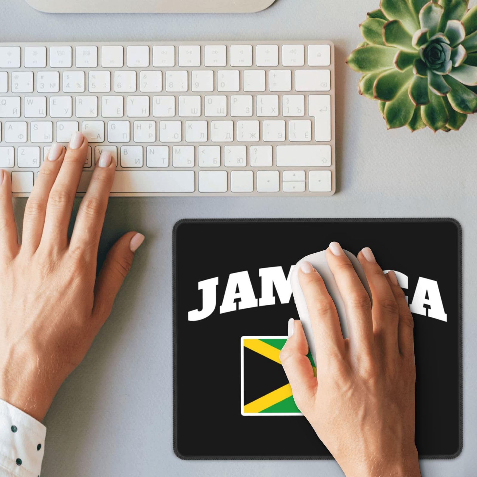 Jamaican Jamaicans Jamaica Flag Square Applicability Strong Mouse Pad Non-Slip Rubber Base Office Accessories Desk Decor Bneoip