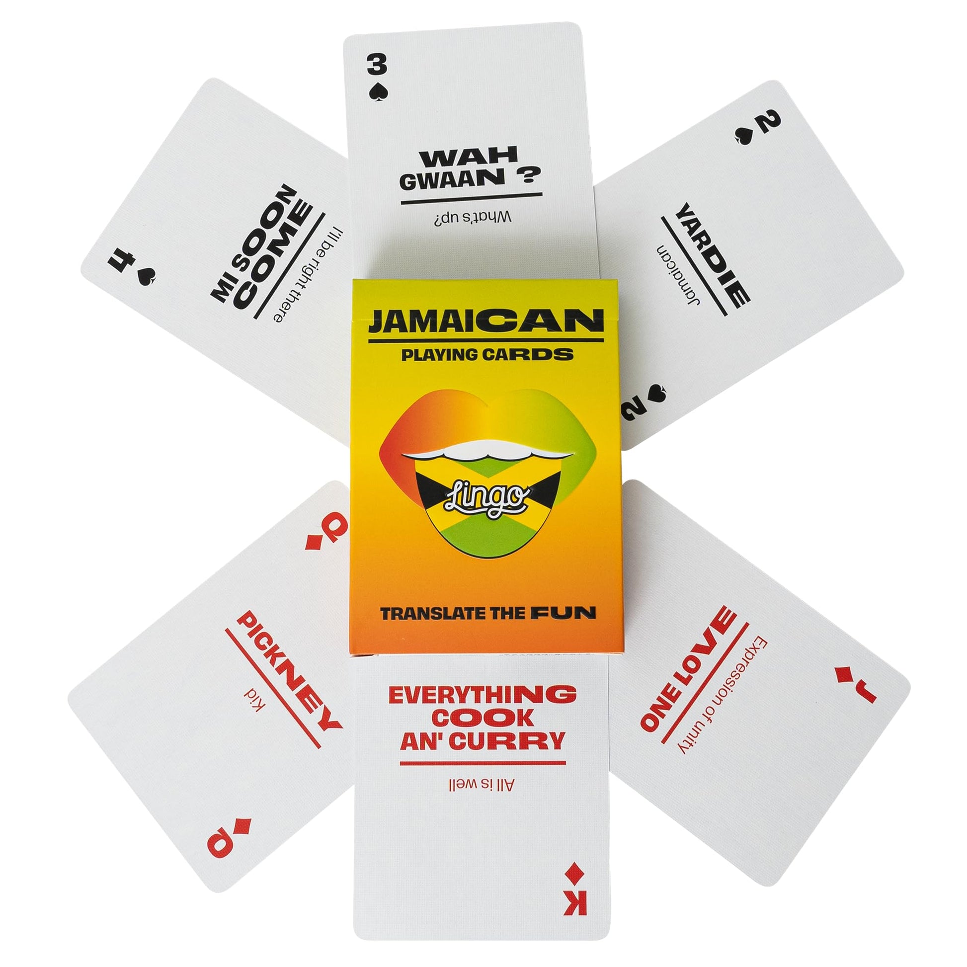 Jamaican Lingo Playing Cards | Travel Flashcards | Learn Jamaican Slang Vocabulary in A Fun & Easy Way | 52 Essential Translations Lingo