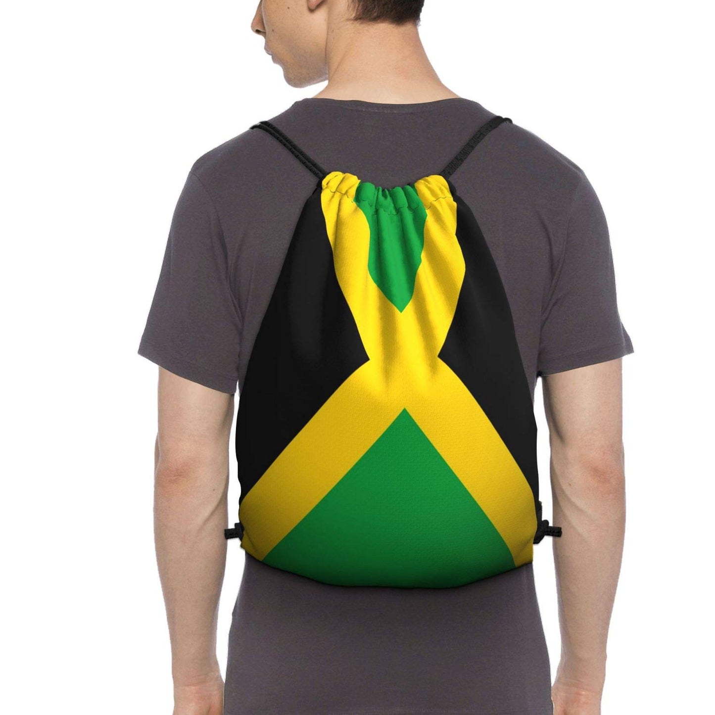 Dujiea Drawstring Backpack, Jamaica Flag Gym Bag Sackpack Cinch Sports Backpack For Men Women Shopping Yoga Swimming Traveling Dujiea