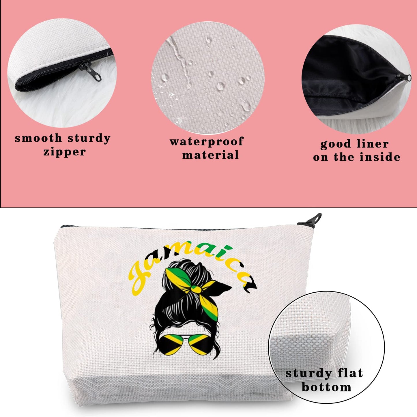 JNIAP Jamaica Gifts For Women Jamaican Flag Cosmetic Bag Jamaica Vacation Travel Makeup Bag Toiletry Zipper Pouch Jamaican Souvenirs Gift Idea JNIAP