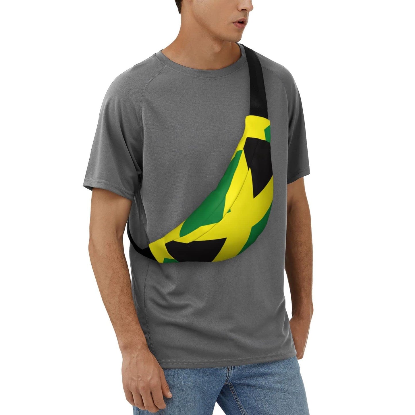 ROBNIK Jamaican Flag Pattern Fanny Pack for Women Man, Adjustable Casual Waist Belt Bag Crossbody for Sports Travel Hiking Running Jogging ROBNIK