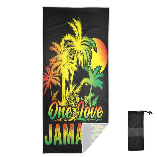 Yasala Patriot Sand Free Beach Towel Jamaica One Love Coconut Palm Oversize Soft Bath Towel Quick Dry Lightweight Hiking Camping Compact Towel 31" × 71" Yasala