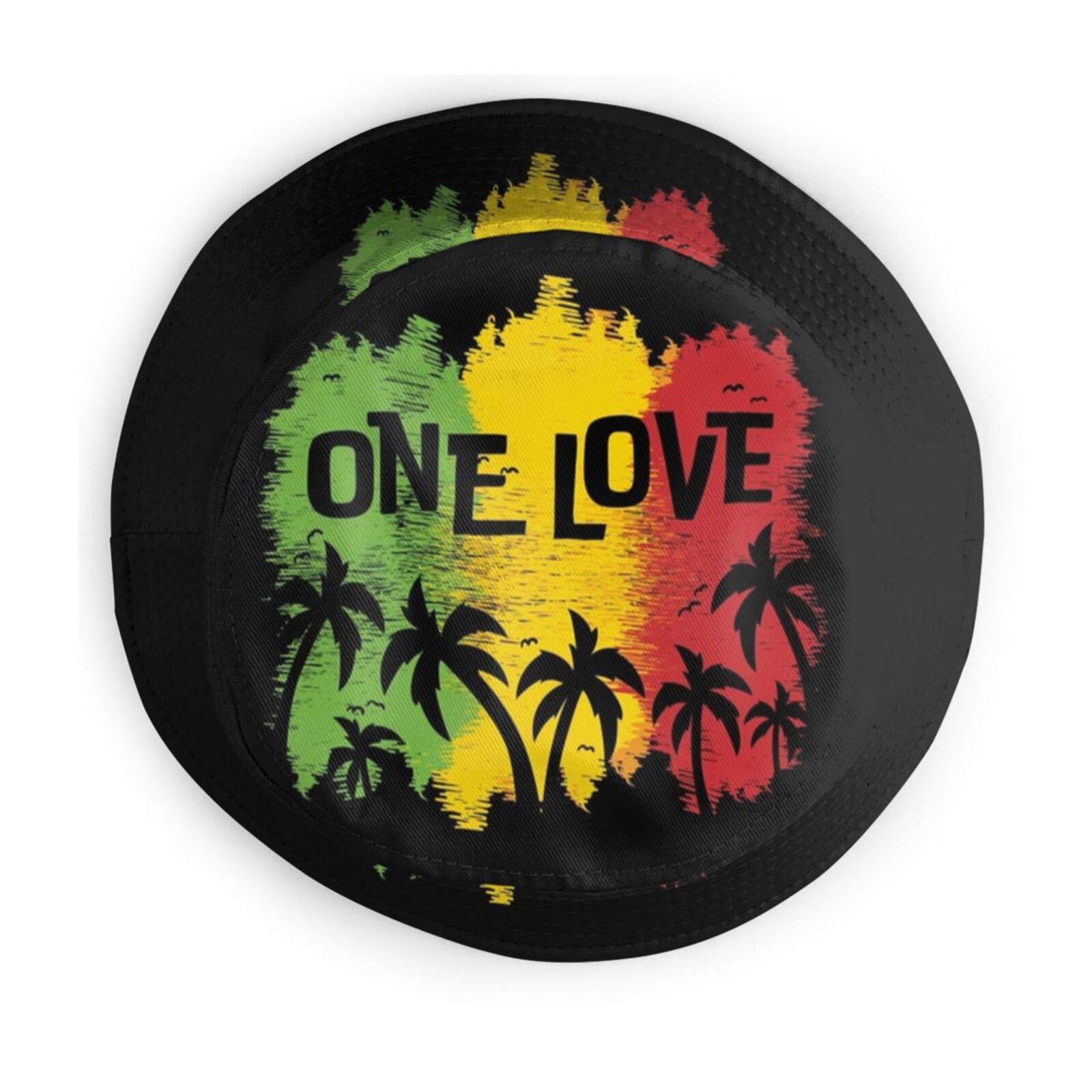 1 Love Music Reggae Rasta Unisex Bucket Hat Summer Travel Beach Sun Hats Outdoor Cap Tonari