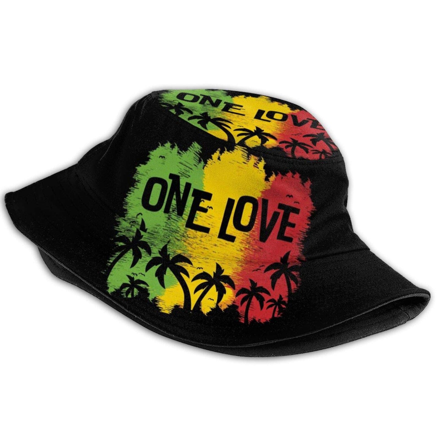 1 Love Music Reggae Rasta Unisex Bucket Hat Summer Travel Beach Sun Hats Outdoor Cap Tonari