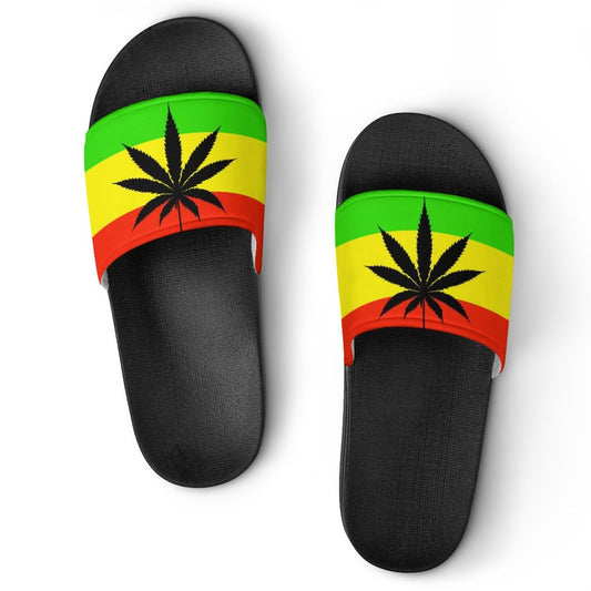 LYAHVGU Rasta Flag Marijuana Leaf Pattern PVC Home Slippers Non-Slip Shower Sandals Summer Indoor Outdoor Beach for Men And Women Black-style 8 LYAHVGU