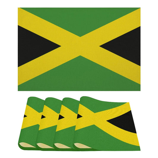 Jamaican Flag 4PCS Heat-Resistant Non-Slip Placemats for Kitchen Table, Soft Linen Fabric is Natural and Comfortable Imaging876