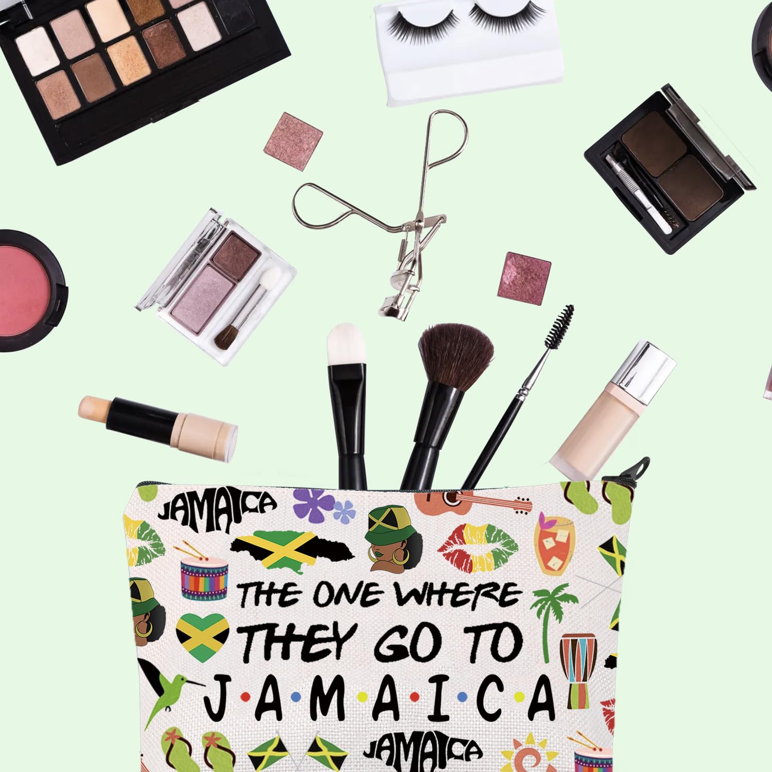 FOTAP Jamaica Trip Makeup Bag Jamaica Travel Gift Latin America Souvenir Gift Jamaica Travel Bag Housewarming Gift Welcome Gift (JAMAICA) FOTAP