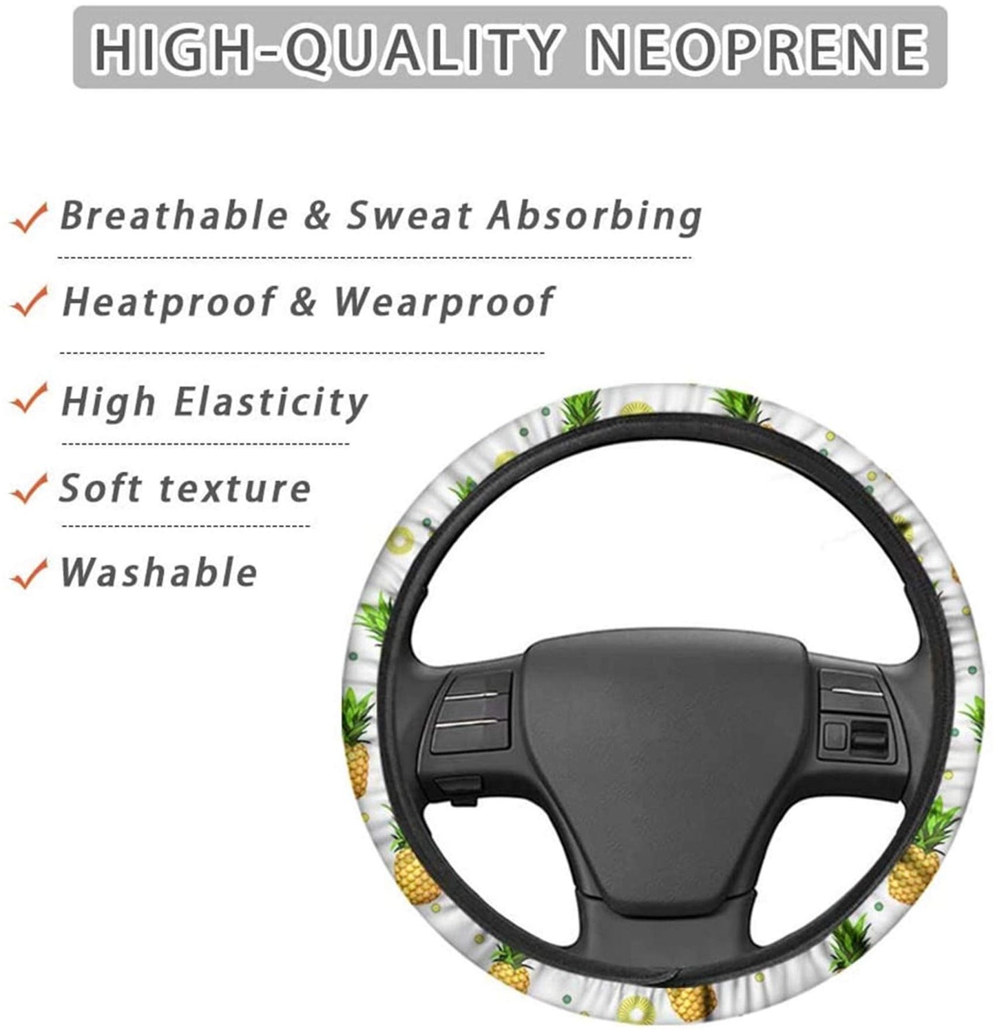 HUGS IDEA Jamaica Flag Automotive Steering Wheel Covers Non Slip Neoprene Steering Wheel Protector Universal Fit Most Vechicles SUV Sedan Vans HUGS IDEA