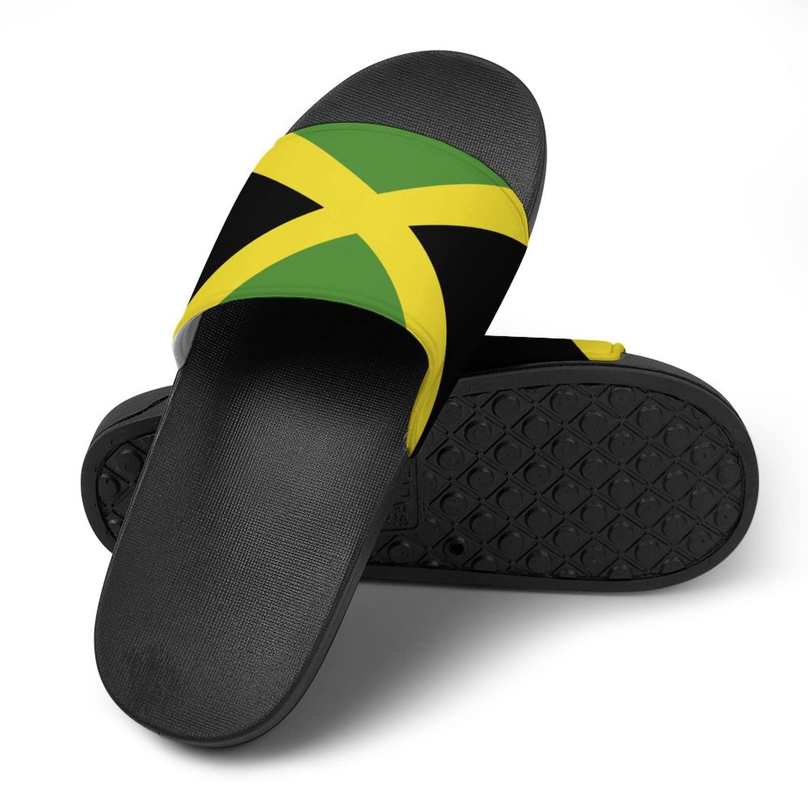 Slippers for Women and Men Jamaican Flag Bedroom Shower Comfortable and Lightweight Sandals Indoor Outdoor Summer Slippers Black-Style-3 45（300mm） TAIZIYEAH