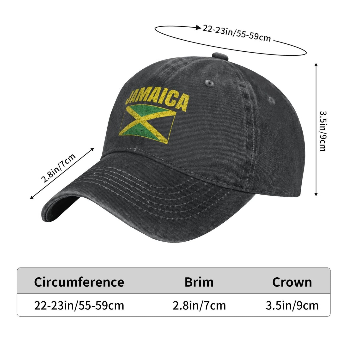 Qurdtt Jamaica Flag Baseball Cap, Adjustable Jamaica Jamaican Baseball Hat Golf Dad Hat for Men Women Qurdtt