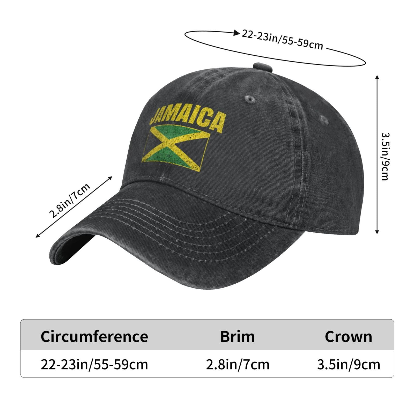 Qurdtt Jamaica Flag Baseball Cap, Adjustable Jamaica Jamaican Baseball Hat Golf Dad Hat for Men Women Qurdtt