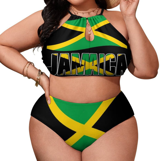 Tailbox Jamaican Lion Flag Two Piece Jamaica Swimsuits Plus Size for Women Swimwear Slimming Bathing Suits Beachwear 3XL Tailbox