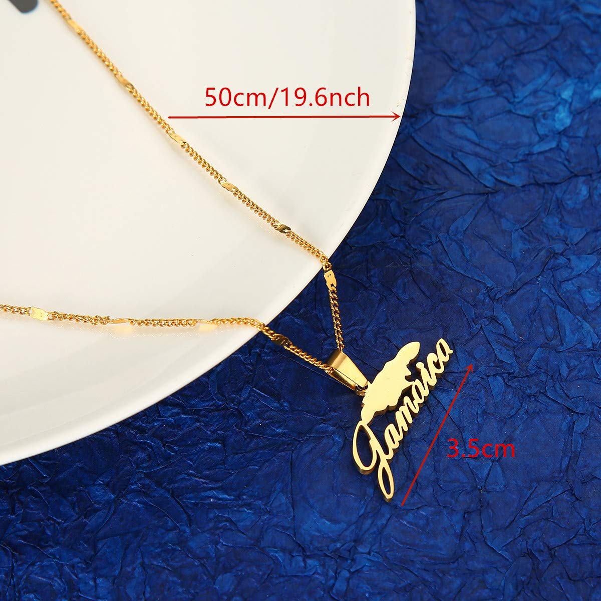 Stainless Steel Jamaica Map Pendant Necklaces for Women Jamaican Chain Jewelry Gifts (Gold) Yongkan Jewelry