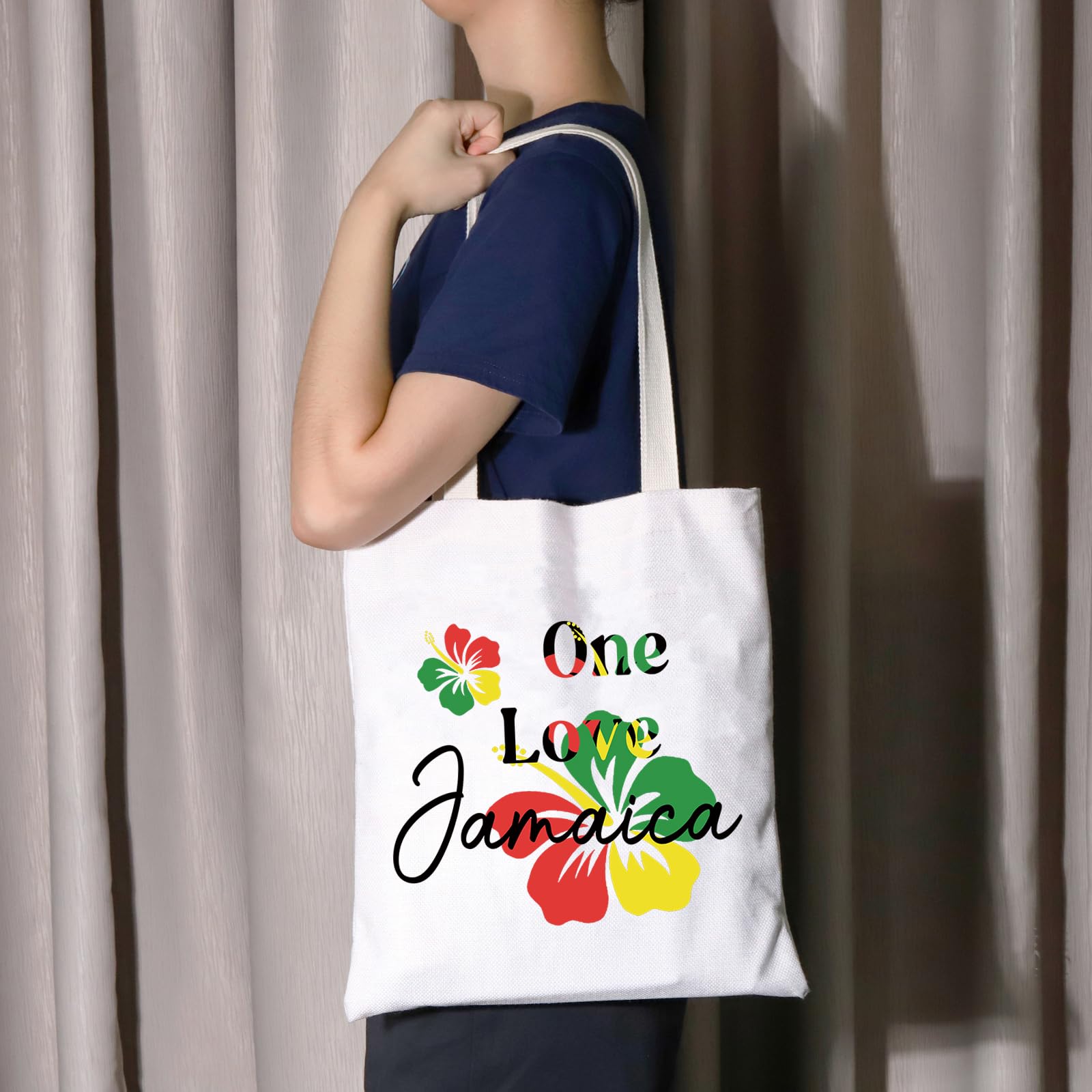 JNIAP Jamaica Tote Bag Jamaica Gift For Women Jamaica Vacation Beach Handbag Grocery Bag One Love Jamaican Souvenirs Gift(one love) JNIAP