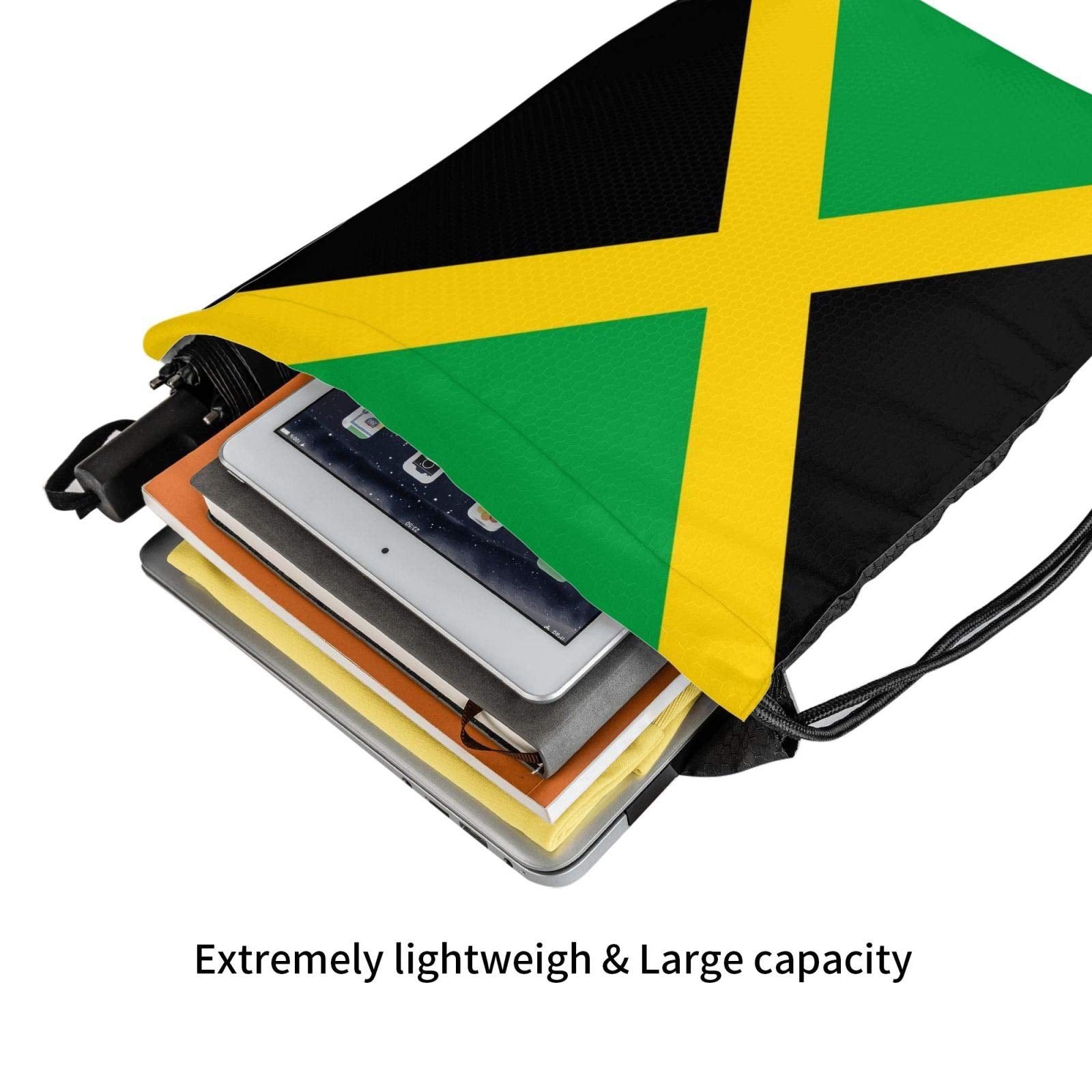 Dujiea Drawstring Backpack, Jamaica Flag Gym Bag Sackpack Cinch Sports Backpack For Men Women Shopping Yoga Swimming Traveling Dujiea