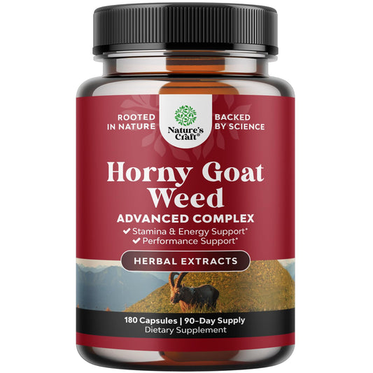 Horny Goat Weed for Male Enhancement - Extra Strength Horny Goat Weed for Men 1590mg Complex with Tongkat Ali Saw Palmetto Extract Panax Ginseng and Black Maca Root for Stamina & Energy - 90 Servings Natures Craft