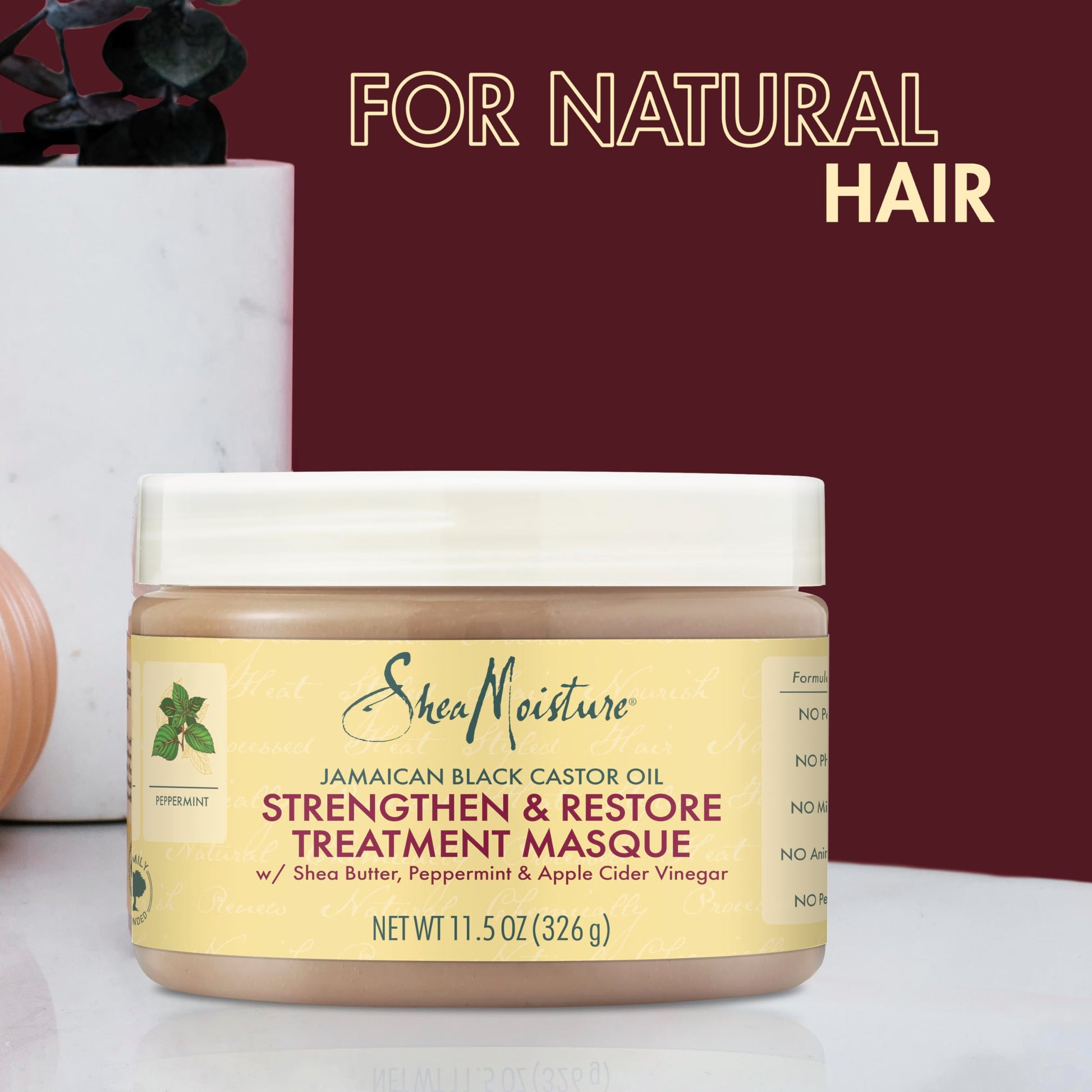 SheaMoisture Jamaican Black Castor Oil Treatment Masque Jamaican Black Castor Oil For Dry Hair Paraben Free Hair Mask 11.5 oz SheaMoisture