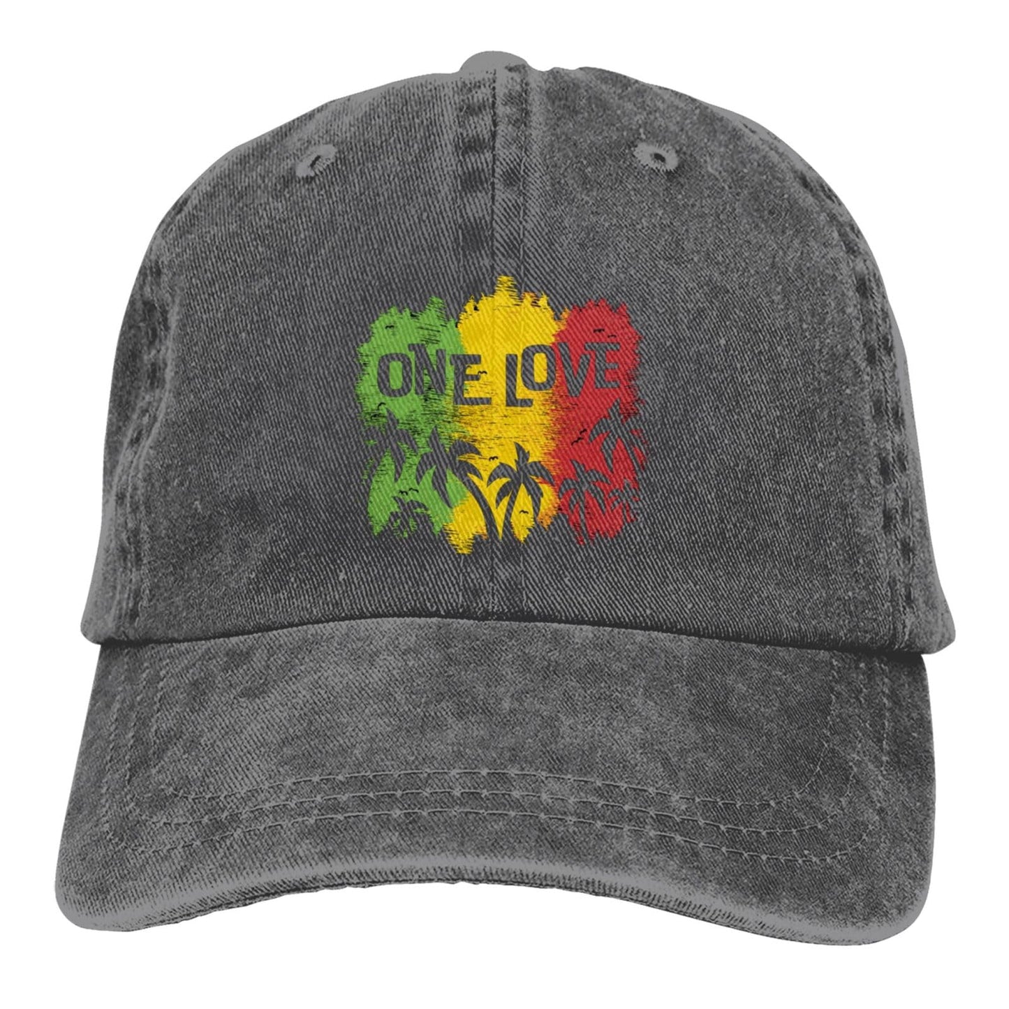 VTHXLOI One Love Jamaican Rasta Reggae Denim Hat Baseball Cap Adjustable Caps Dad Hat Deep Heather VTHXLOI