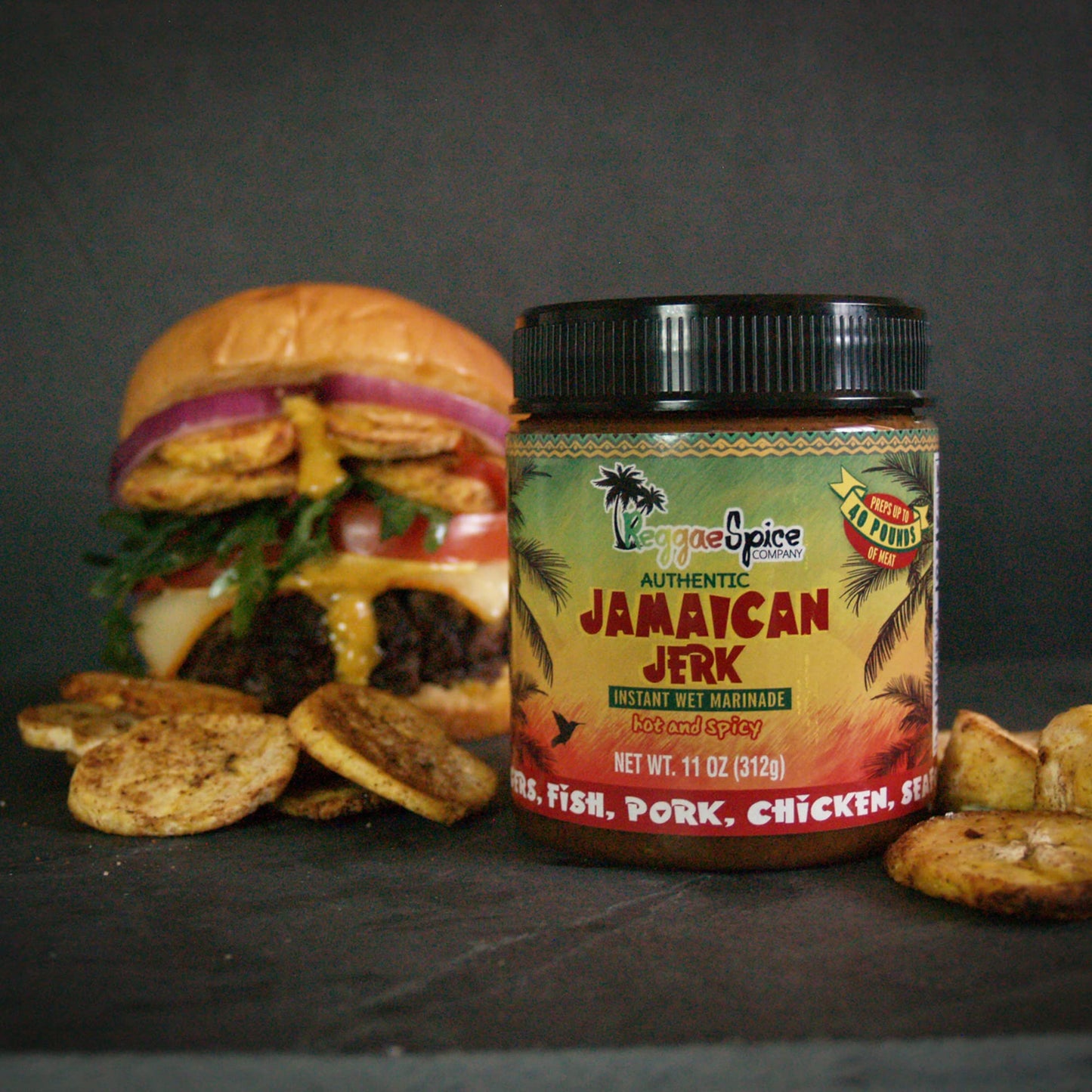 REGGAE SPICE World Tour Gift Box - Jamaican Jerk Seasoning Authentic Wet Rub Marinade Sauce - Perfect for Beef, Pork, Chicken, Seafood, and Vegetables - Sweet or Spicy (Hot and Spicy) Reggae Spice