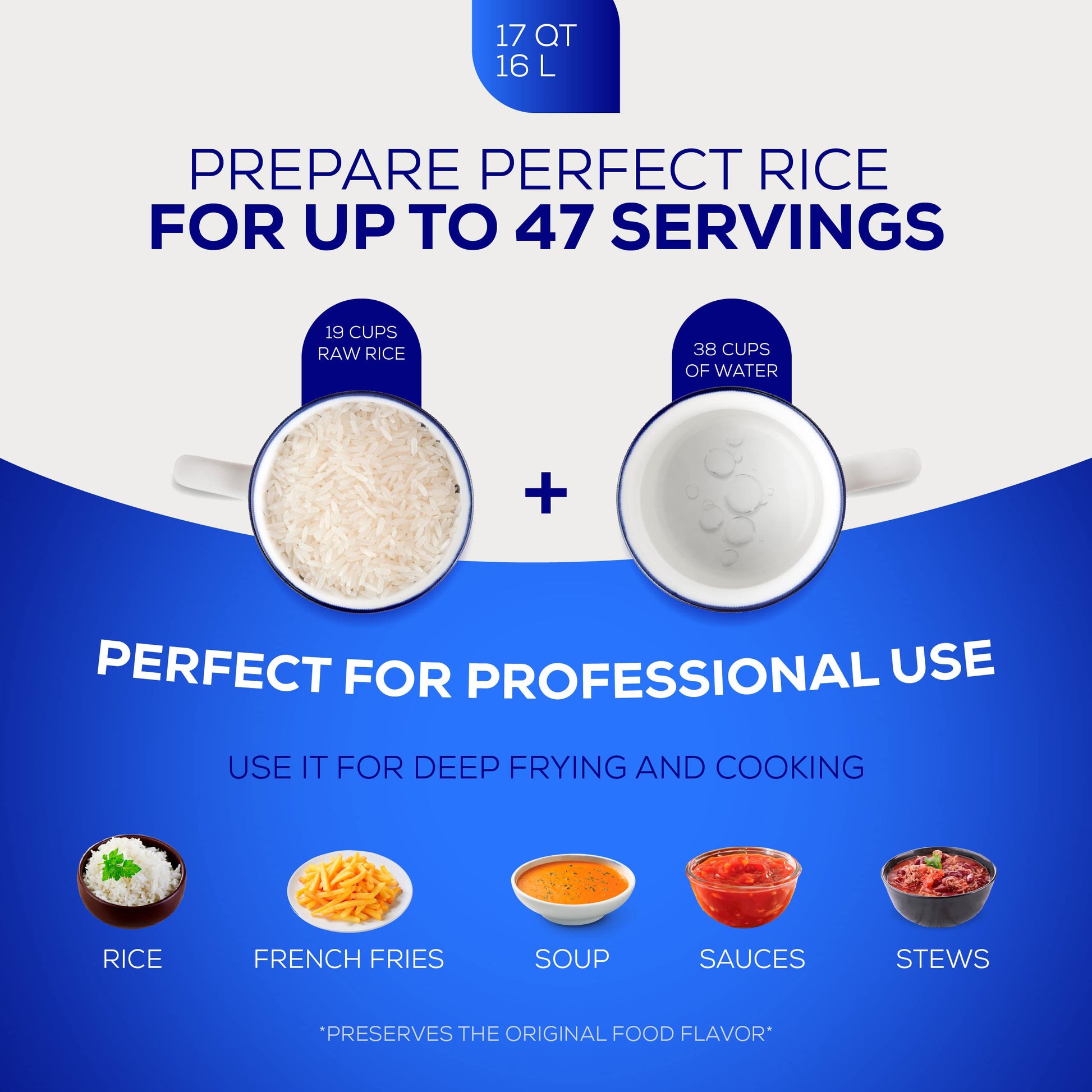 Universal Large Caldero 47 Cups - 17 QT / 16 L, Stainless Aluminum Pot, Even Heat Distribution and Fast Cooking Dutch Oven Pot with Lid, Ergonomic Handles, Ideal for Rice, French Fries, and More universal