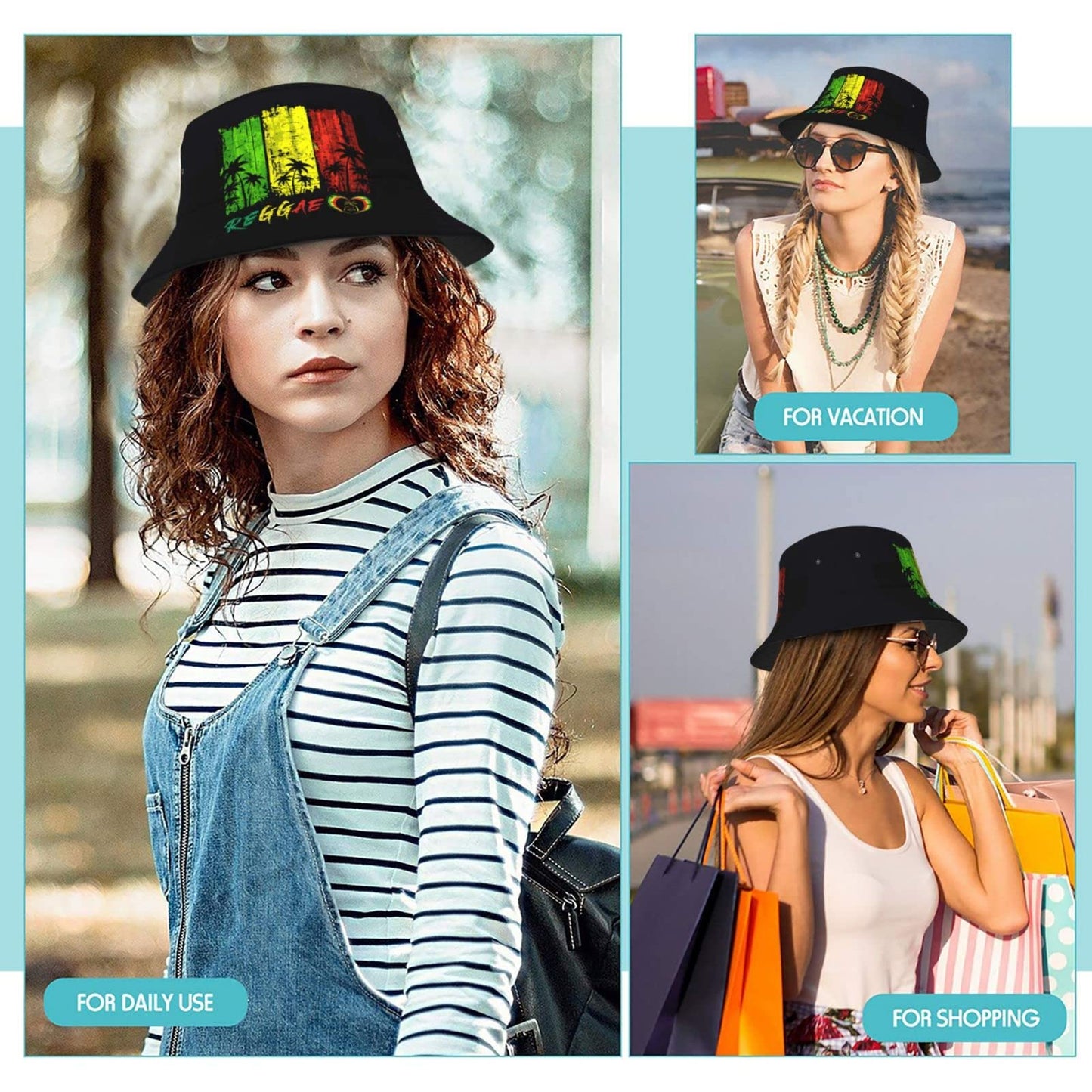 Reggae Jamaica Music Bucket Hat for Women Men Summer Sun Cap Fashion Outdoor Fisherman Hat Giinly