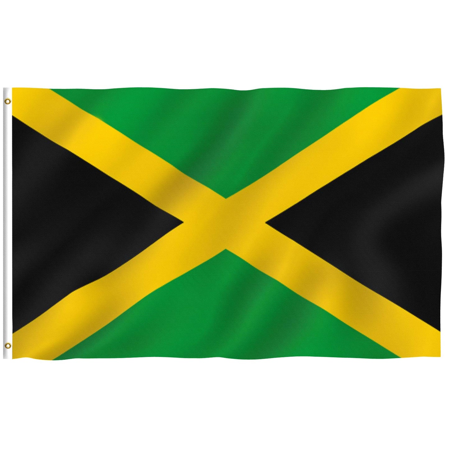 Anley Fly Breeze 3x5 Foot Jamaica Flag - Vivid Color and Fade proof - Canvas Header and Double Stitched - Jamaican National Flags Polyester with Brass Grommets 3 X 5 Ft Anley