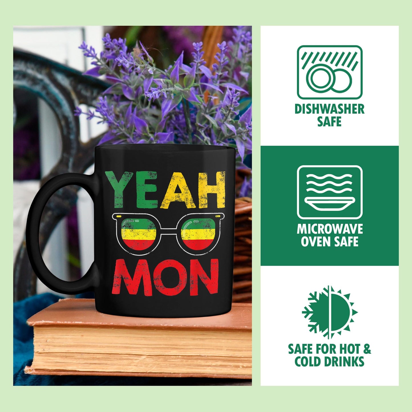 TUANDANG GOOD DEAL Yeah Mon Jamaican Vacation Jamaica Reggae Black Coffee Mug 11oz… TUANDANG