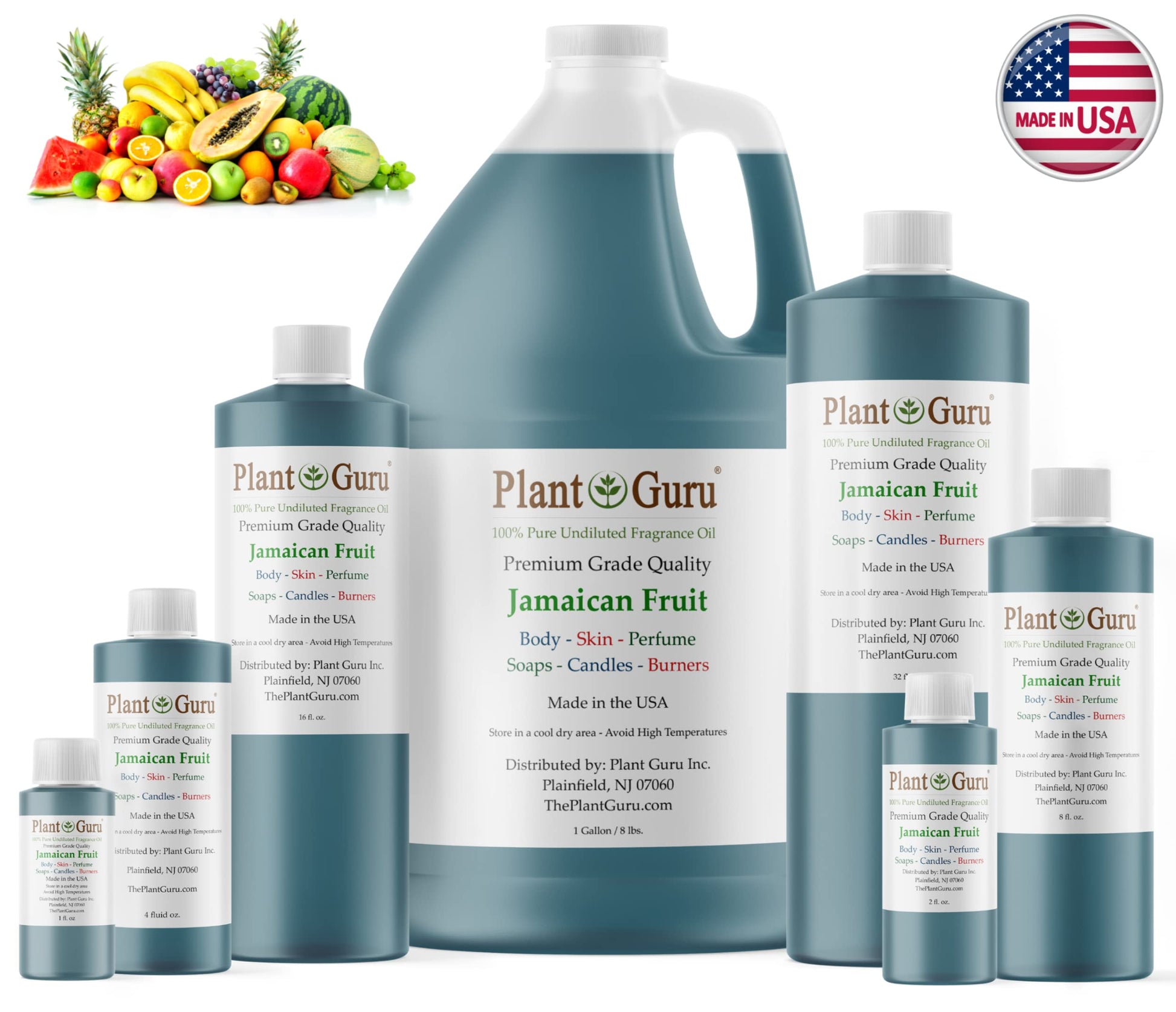 Plant Guru Jamaican Fruit Fragrance Oil 4 fl. oz. - Scented Oil for DIY Soap Making, Candles, Bath Bombs, Aromatherapy, Reed Diffusers Plant Guru