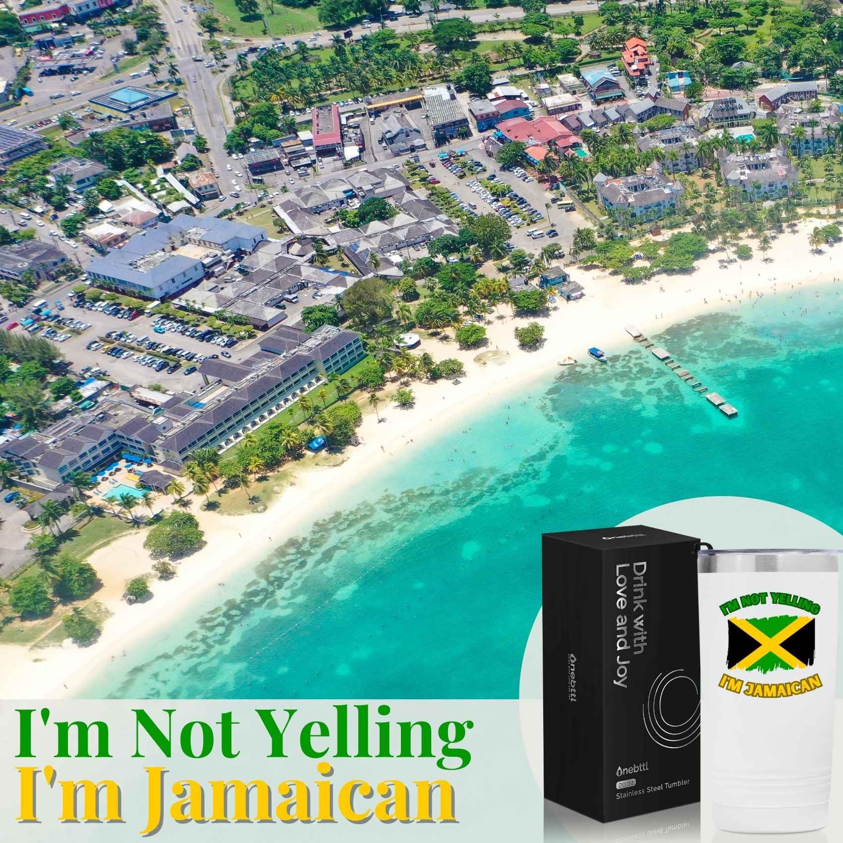 Jamaican Gifts with Jamaica Flag, Jamaican Jamaica Souvenirs, 20oz Stainless Steel Insulated Travel Mug, Perfect for Jamaican Men & Women on Birthday & Christmas - I'm Not Yelling Onebttl