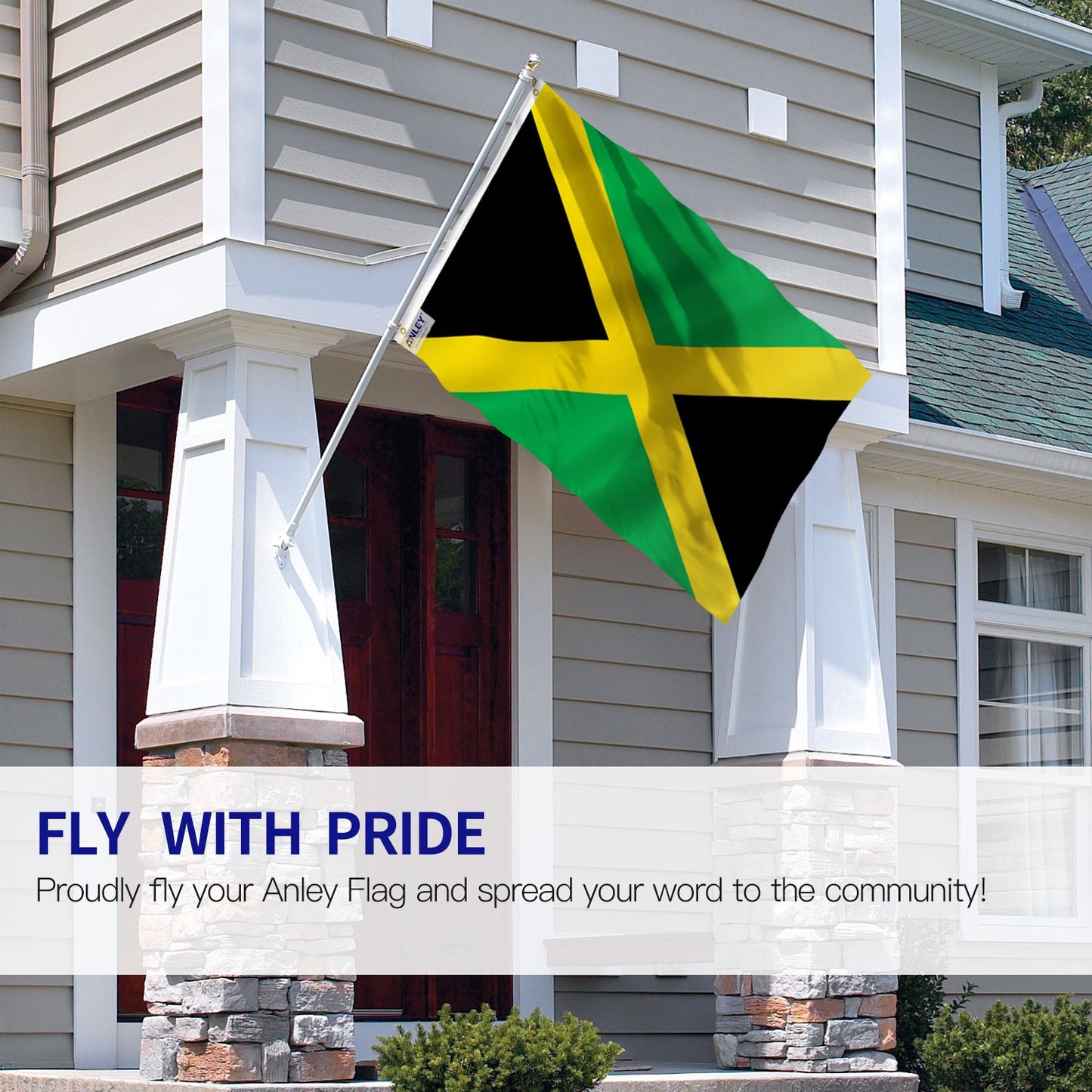 Anley Fly Breeze 3x5 Foot Jamaica Flag - Vivid Color and Fade proof - Canvas Header and Double Stitched - Jamaican National Flags Polyester with Brass Grommets 3 X 5 Ft Anley