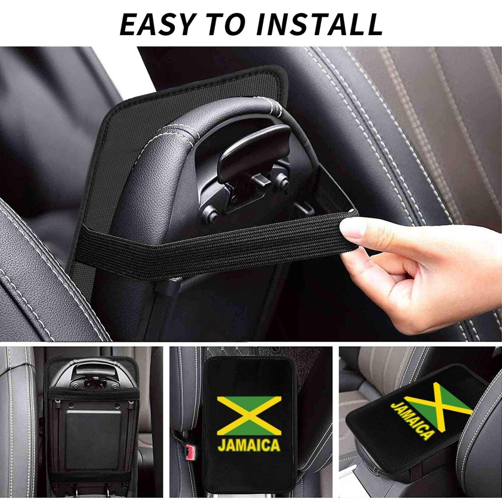 merahans Cute Universal Car Armrest Seat Box Cover Protector Jamaican Flag Auto Center Console Pad Fit Car Decor Accessories merahans