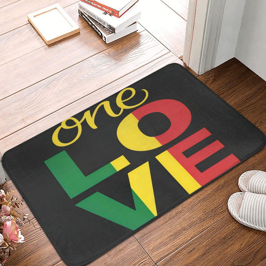 Tynksuq Reggae Rasta Pride One Love Door Mats, Non-Slip Floor Mats for Kitchen and Bathroom Doorways, Decorative Carpets for Bedroom Corridors., White Tynksuq