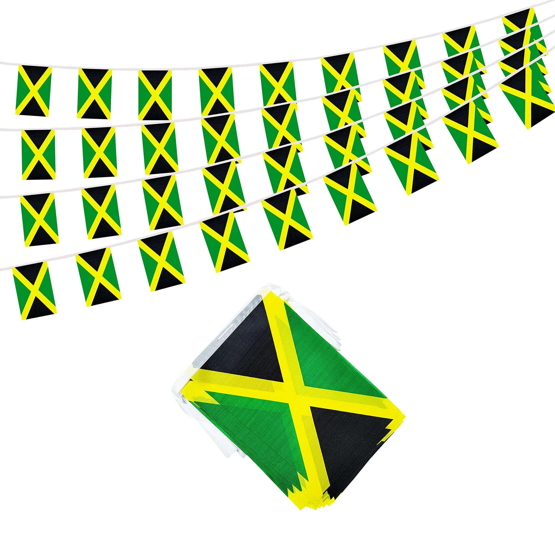 50 Feet Jamaica Banner Flag String, Jamaican Mini Flag Small Banner, for Olympics, World Cup, Party, Shops and Bars Decorations, Outdoor Decorations, 38 Flags BCLin