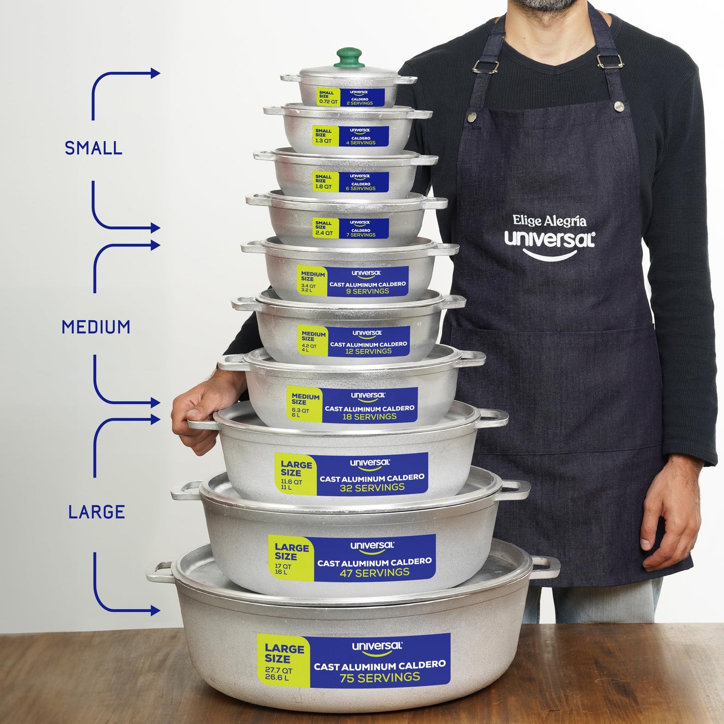 Universal Large Caldero 47 Cups - 17 QT / 16 L, Stainless Aluminum Pot, Even Heat Distribution and Fast Cooking Dutch Oven Pot with Lid, Ergonomic Handles, Ideal for Rice, French Fries, and More universal