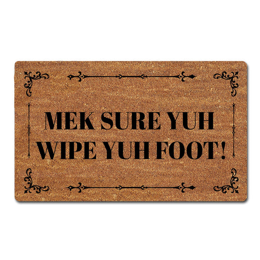 Jamaican Doormat Wipe Yhu Foot Jamaica Welcome Mat Personalized Door Mats Indoor Outdoor Entrance Rugs Front Door Mat 30" L x 18" W Non slip Rubber Backing Floor Mat Low Profile Generic