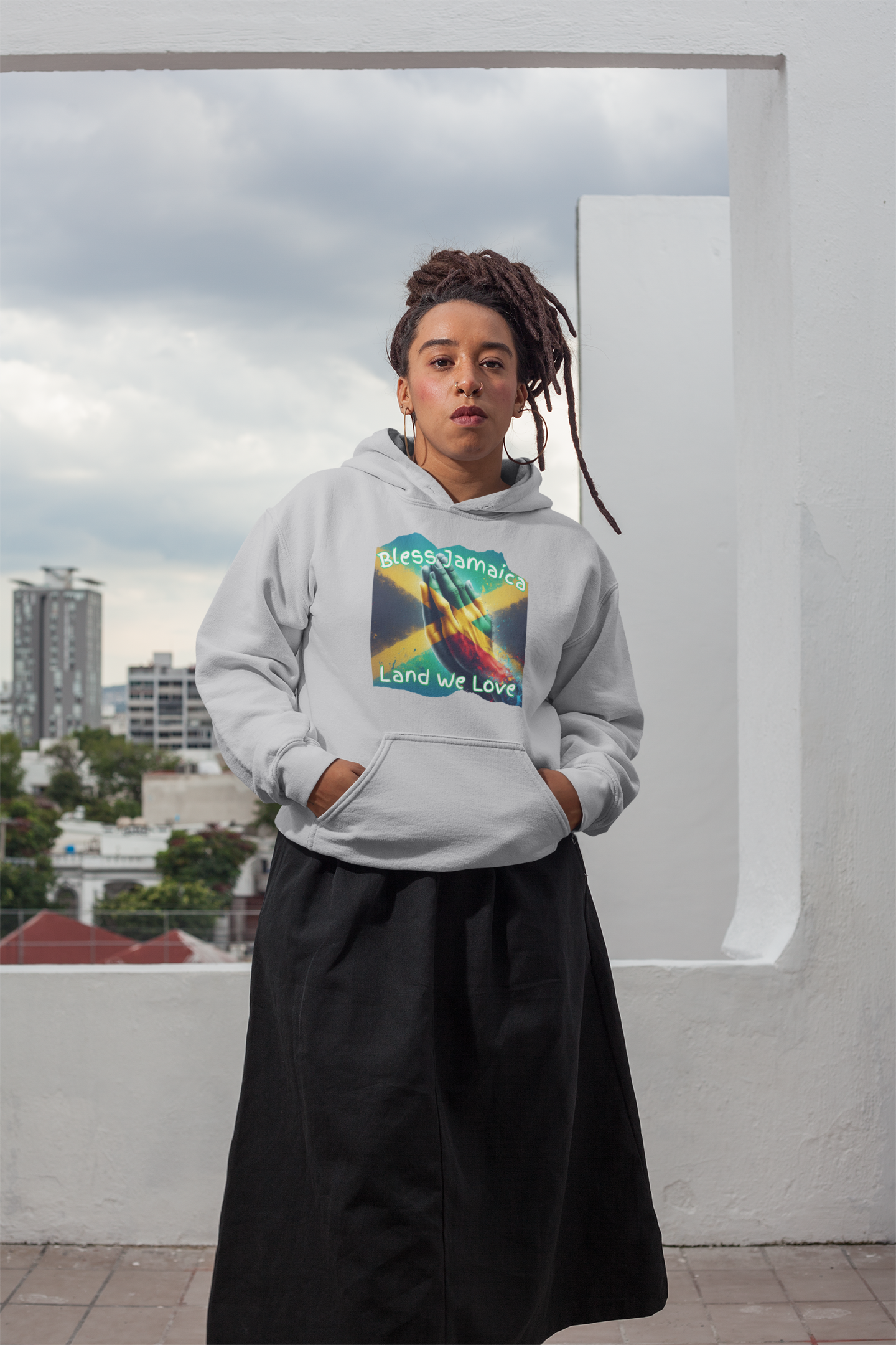 Jamaican Themed Hoodie Pullover - Bless Jamaica Land We Love Imaging876