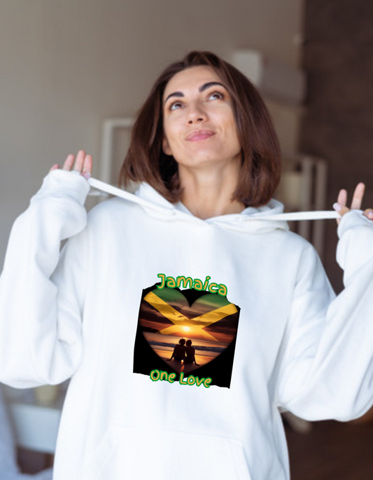 Jamaican Hoodie Sweatshirt - One Love Jamaica Heart