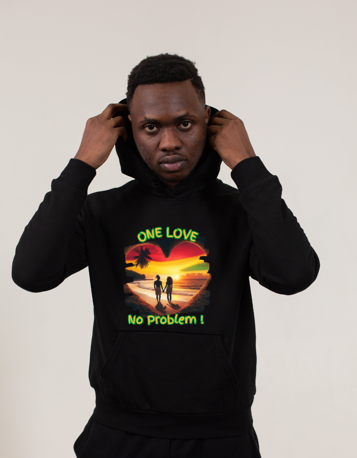 Jamaican Themed Hoodie Sweater - One Love Reggae Heart – Imaging876
